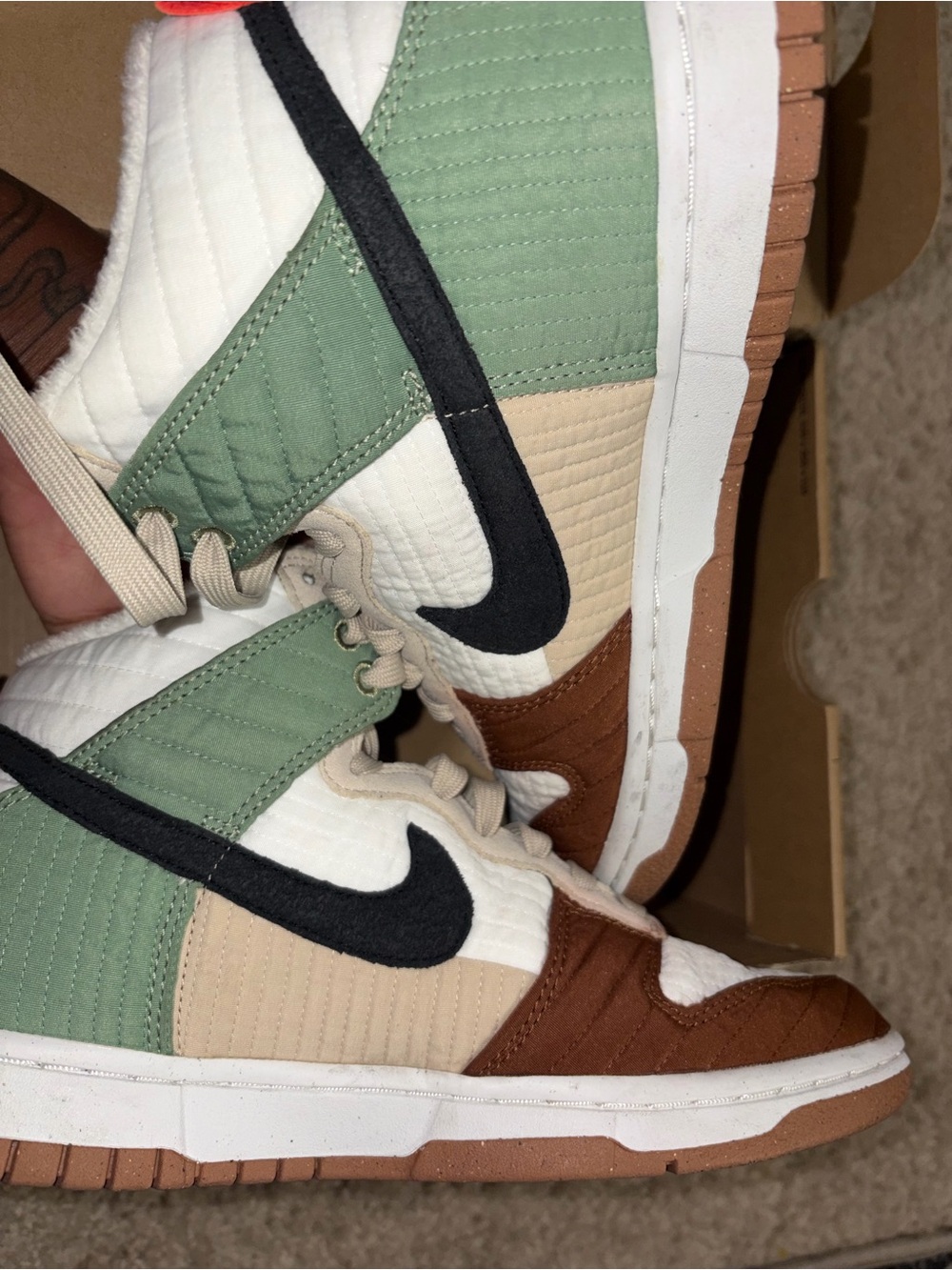 Women's Multicolor Casual Skate Sneakers - Green, Brown & Cream
